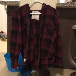 Burgundy Plaid Garage Flannel size small